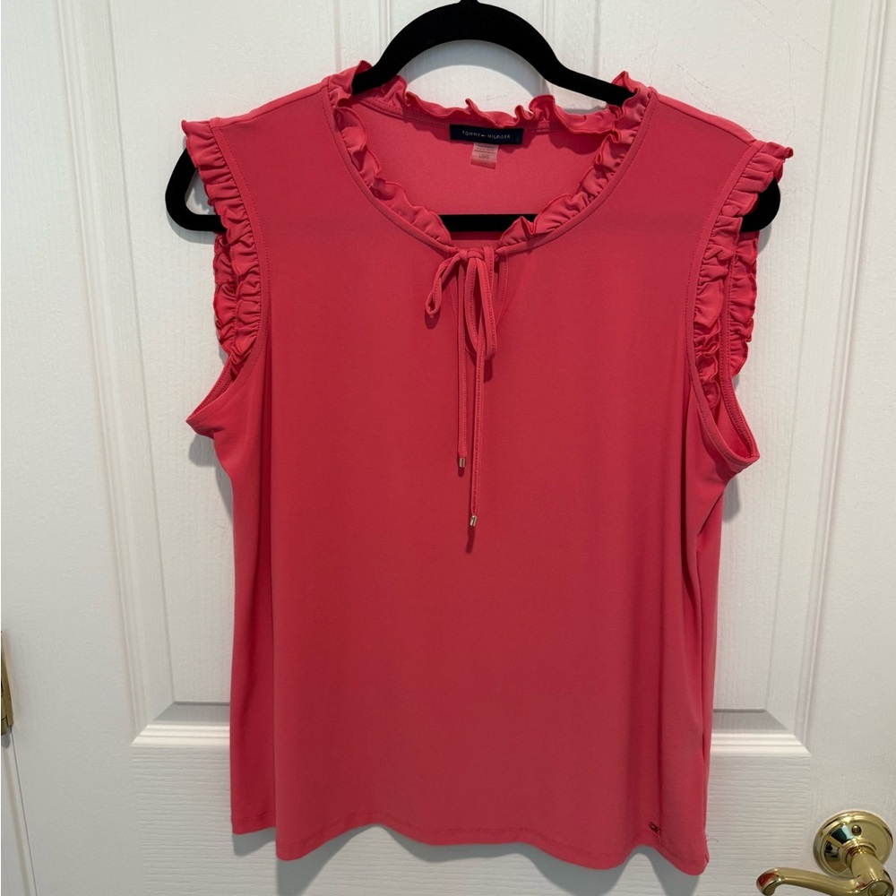 Like Bew Pink Tie Front Blouse